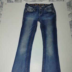 ROCK REVIVAL Woman's Low Rise Flared Hem Jeans Size 24 Used